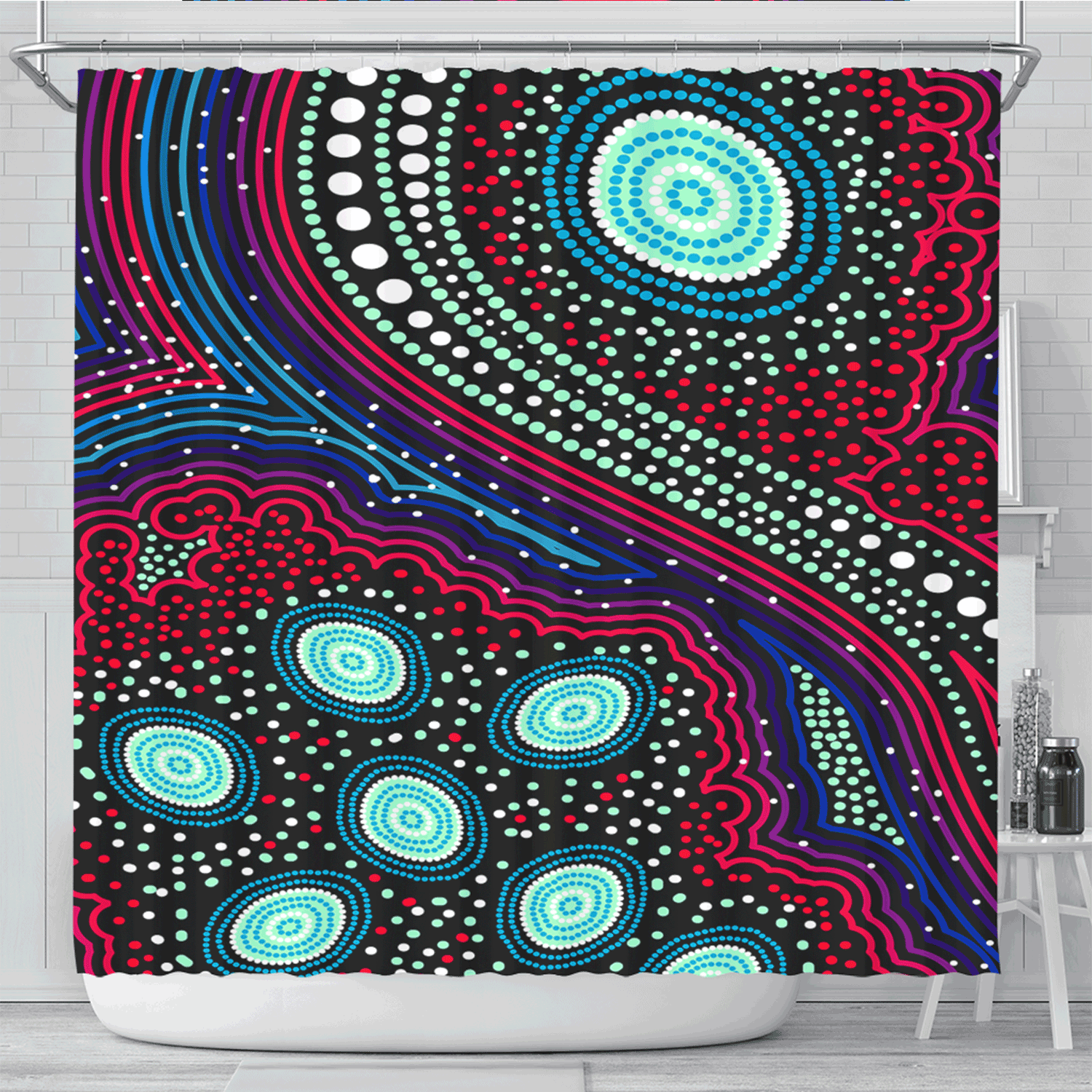 australia-aboriginal-inspired-shower-curtain-dreaming-story-aboriginal-art-background