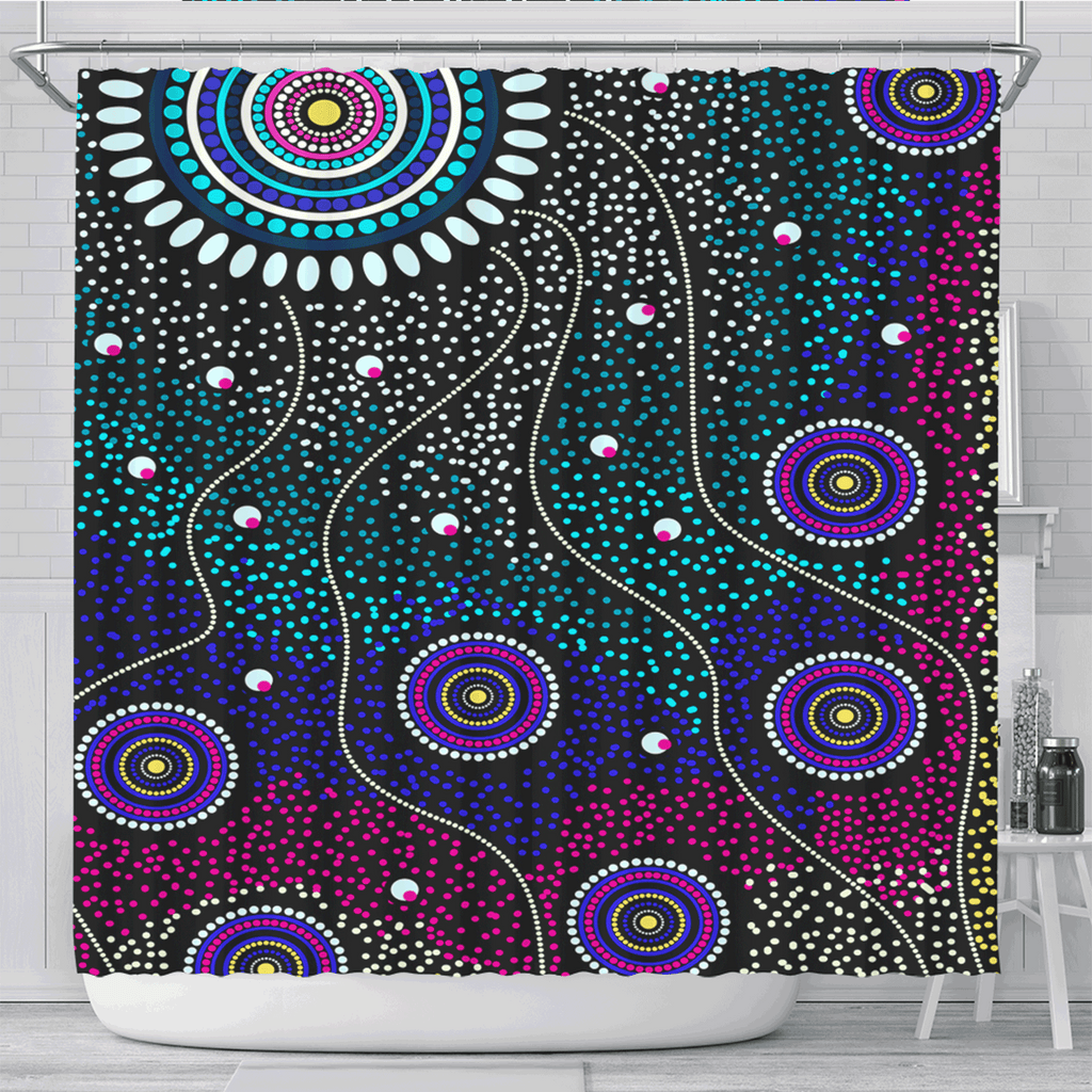 australia-aboriginal-inspired-shower-curtain-dreaming-art-dot-painting-background