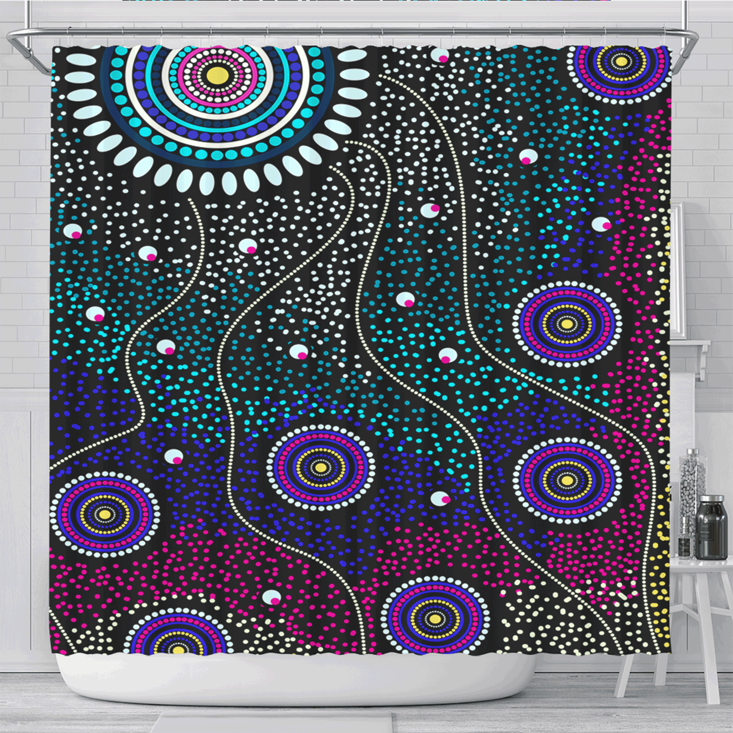 australia-aboriginal-inspired-shower-curtain-dreaming-art-dot-painting-background