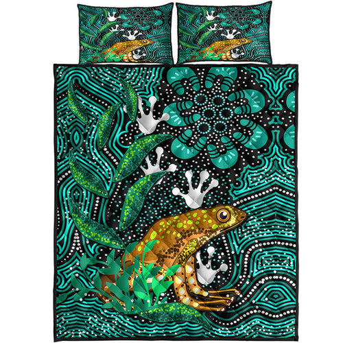 australia-aboriginal-inspired-quilt-bed-set-dreaming-indigenous-frog