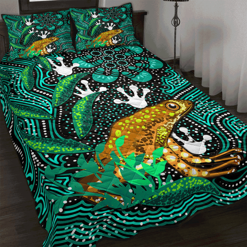 australia-aboriginal-inspired-quilt-bed-set-dreaming-indigenous-frog
