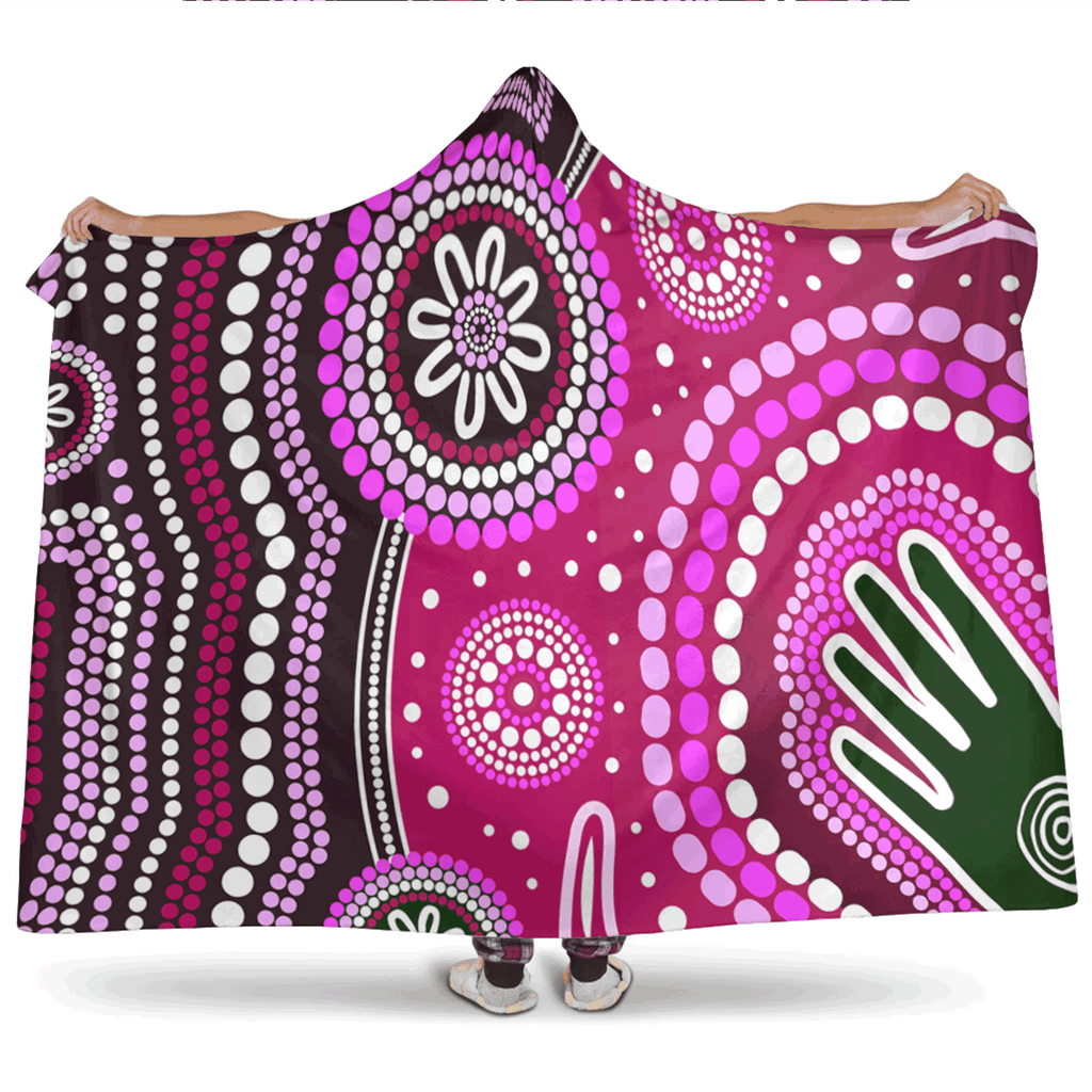 australia-aboriginal-inspired-hooded-blanket-aboriginal-dot-art-handprint-background