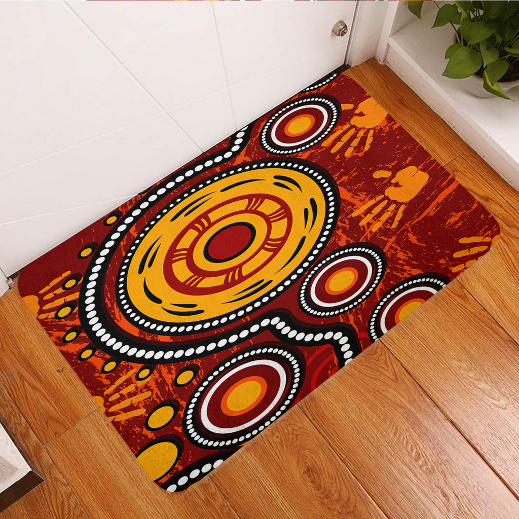 australia-aboriginal-inspired-door-mat-aboriginal-dot-art-connection-concept-with-handprints