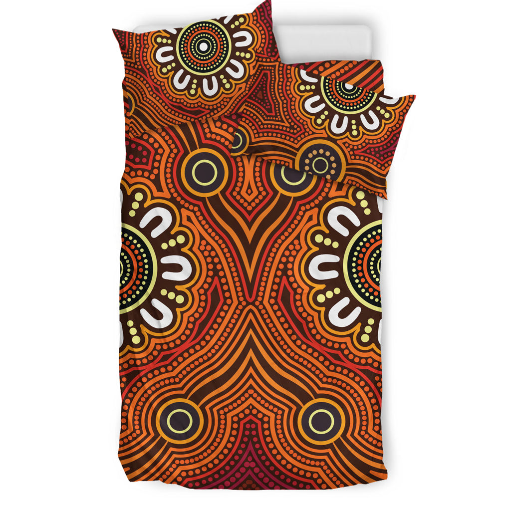 australia-aboriginal-inspired-bedding-set-aboriginal-connection-concept-artwork-brown-color