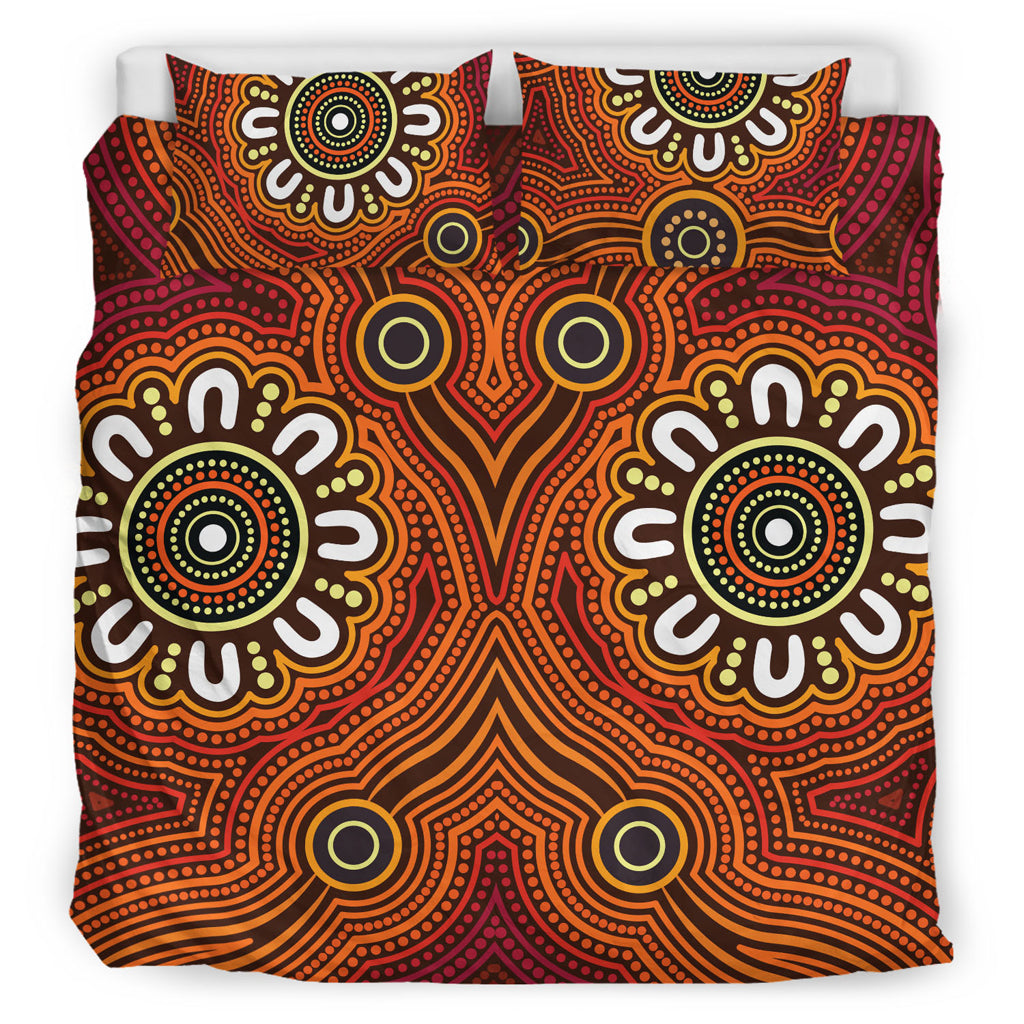 australia-aboriginal-inspired-bedding-set-aboriginal-connection-concept-artwork-brown-color