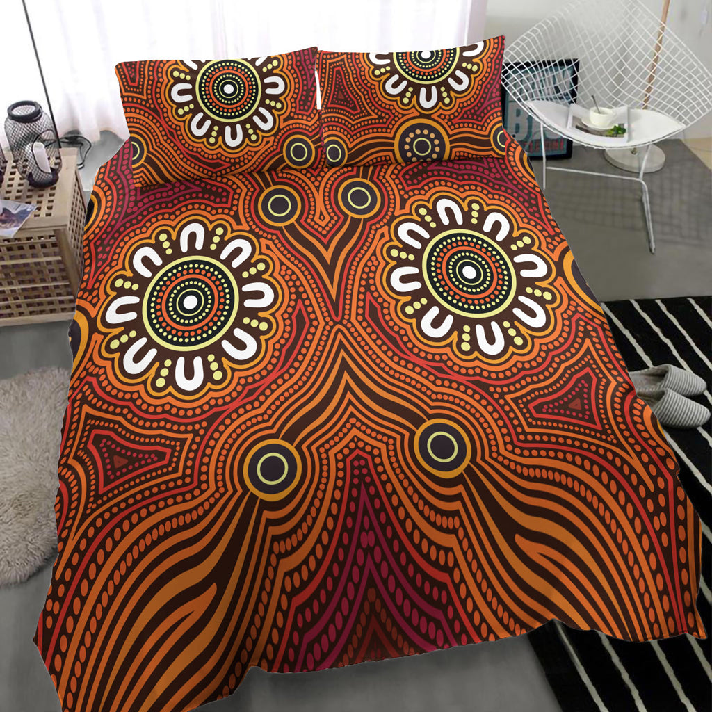 australia-aboriginal-inspired-bedding-set-aboriginal-connection-concept-artwork-brown-color