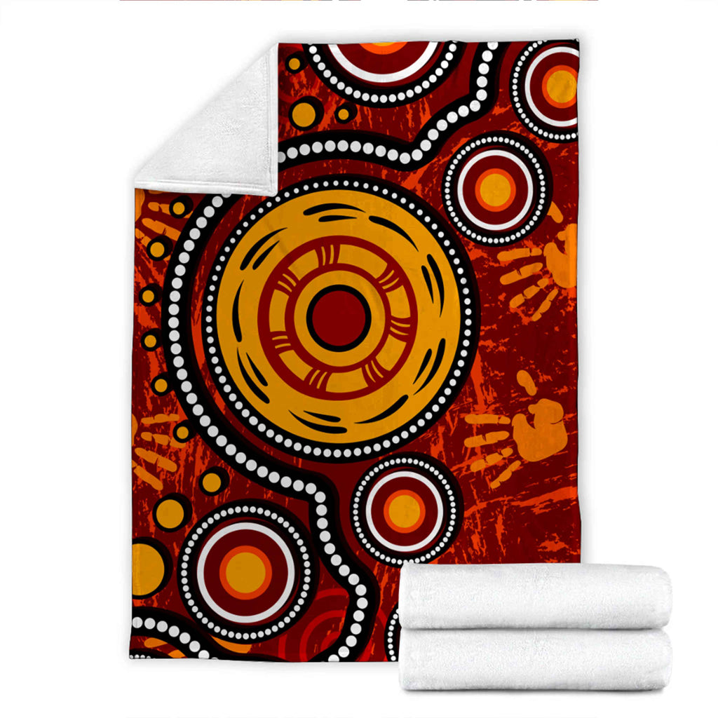 australia-aboriginal-inspired-blanket-aboriginal-dot-art-connection-concept-with-handprints