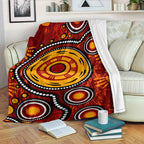australia-aboriginal-inspired-blanket-aboriginal-dot-art-connection-concept-with-handprints