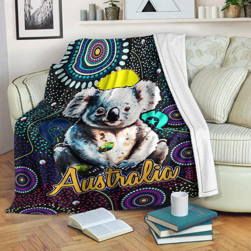 australia-aboriginal-inspired-blanket-australia-aboriginal-inspired-blanket-australian-koala-dot-art-background