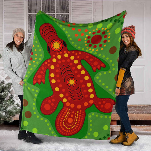 australia-aboriginal-inspired-blanket-platypus-in-aboriginal-style