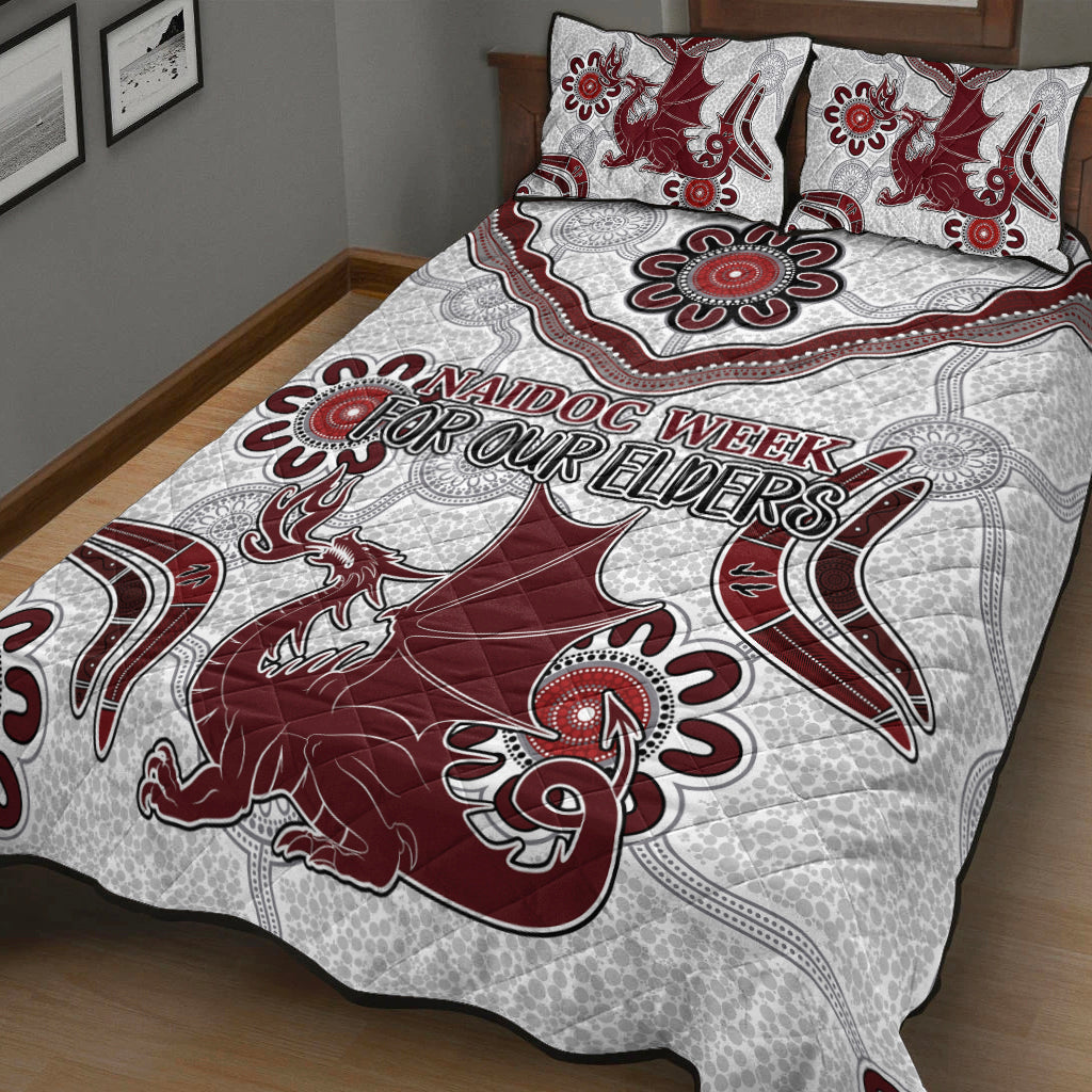 australia-illawarra-and-st-george-naidoc-quilt-bed-set-custom-for-our-elders-boomerangs-white-quilt-bed-set