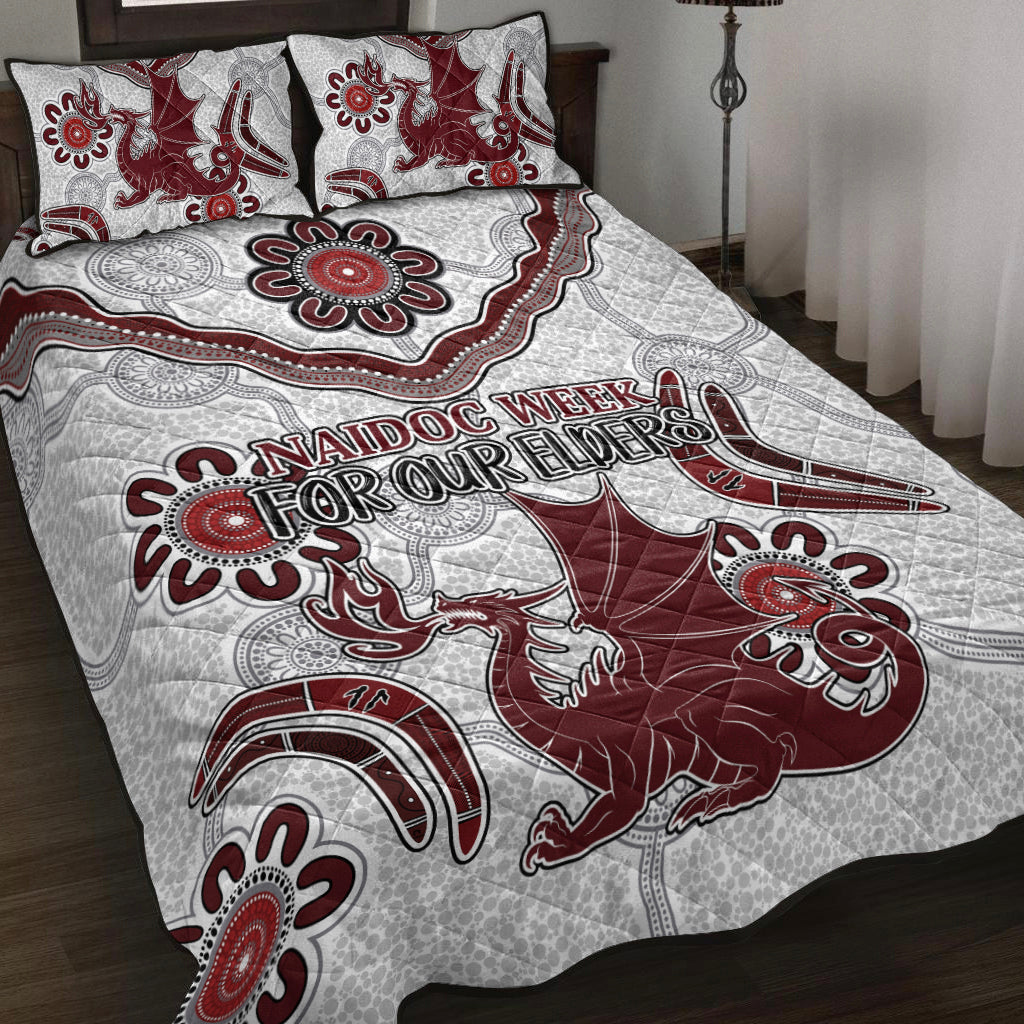 australia-illawarra-and-st-george-naidoc-quilt-bed-set-custom-for-our-elders-boomerangs-white-quilt-bed-set
