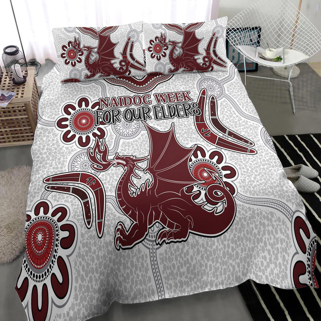 australia-illawarra-and-st-george-naidoc-bedding-set-custom-for-our-elders-boomerangs-white-bedding-set