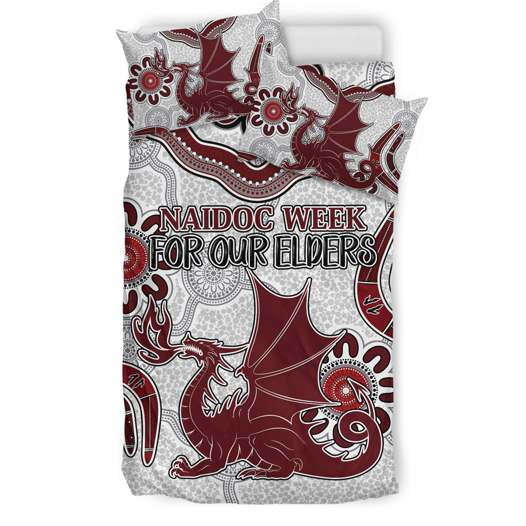 australia-illawarra-and-st-george-naidoc-bedding-set-custom-for-our-elders-boomerangs-white-bedding-set