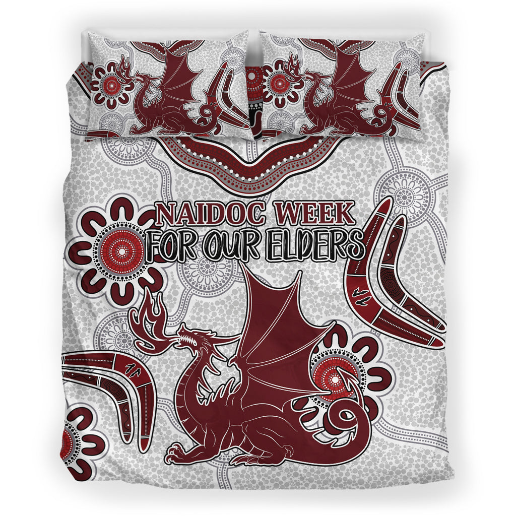 australia-illawarra-and-st-george-naidoc-bedding-set-custom-for-our-elders-boomerangs-white-bedding-set