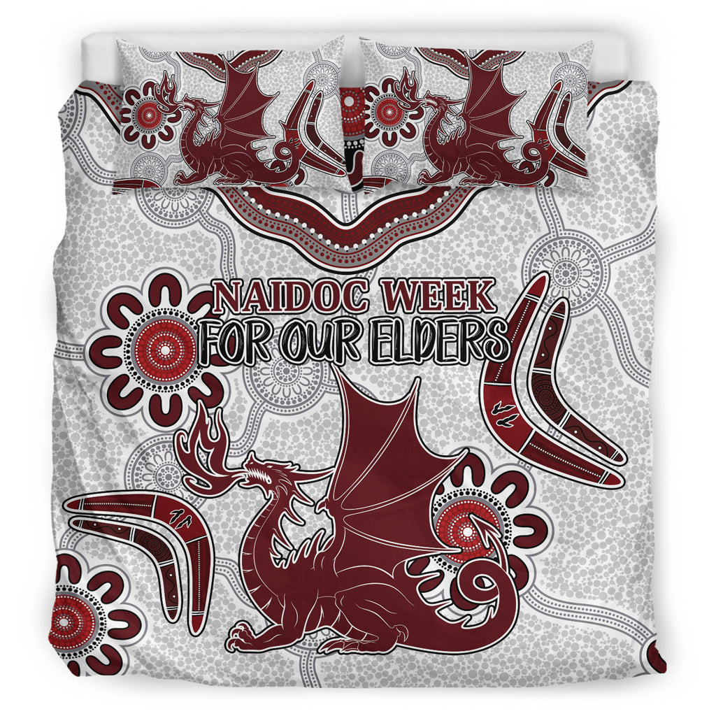 australia-illawarra-and-st-george-naidoc-bedding-set-custom-for-our-elders-boomerangs-white-bedding-set