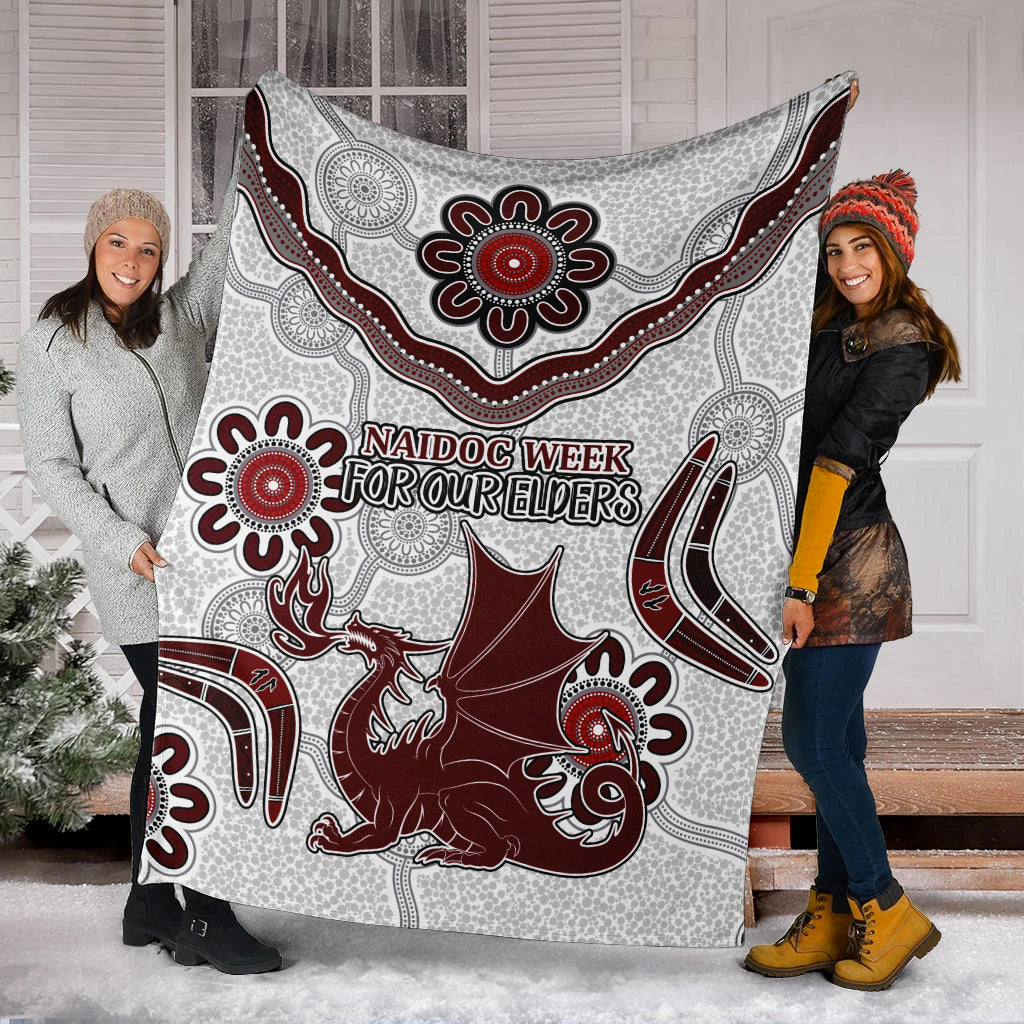 australia-illawarra-and-st-george-naidoc-blanket-custom-for-our-elders-boomerangs-white-blanket