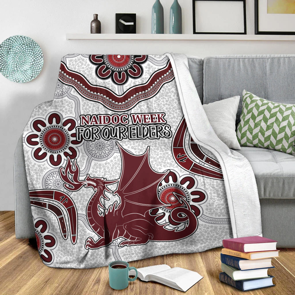 australia-illawarra-and-st-george-naidoc-blanket-custom-for-our-elders-boomerangs-white-blanket