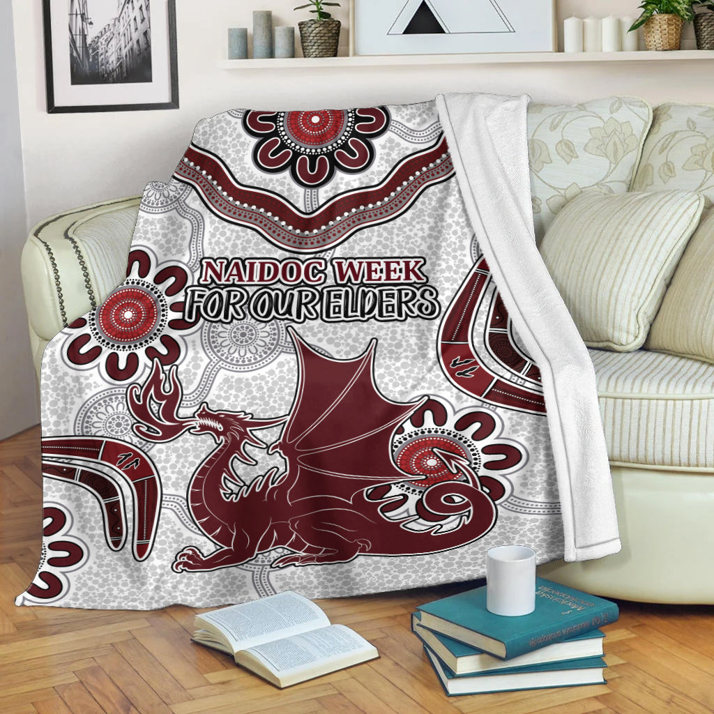 australia-illawarra-and-st-george-naidoc-blanket-custom-for-our-elders-boomerangs-white-blanket