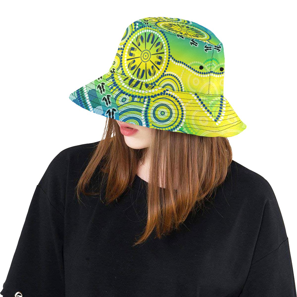 aboriginal-bucket-hat-dot-painting-indigenous-circle-patterns