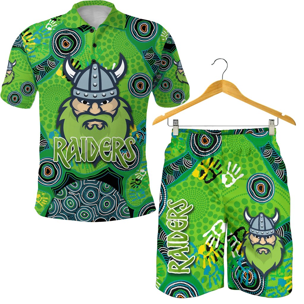 combo-polo-shirt-and-men-short-canberra-raiders-viking-indigenous