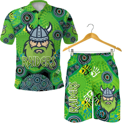combo-polo-shirt-and-men-short-canberra-raiders-viking-indigenous