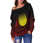 Aboriginal Women's Off Shoulder Sweater  - Indigenous Flag Grunge Style - Vibe Hoodie