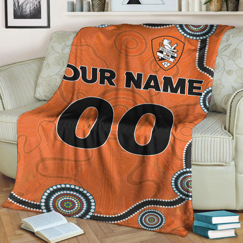 custom-personalised-brisbane-roar-blanket-indigenous-dot-painting-art