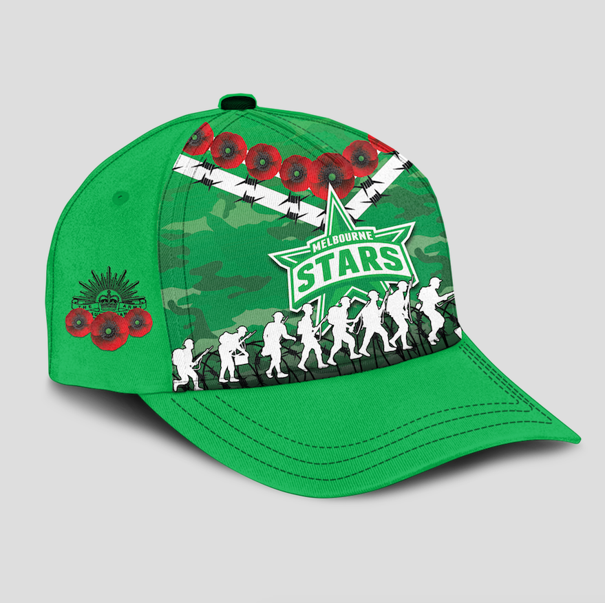 melbourne-stars-anzac-2022-caps-camouflage-with-poppy