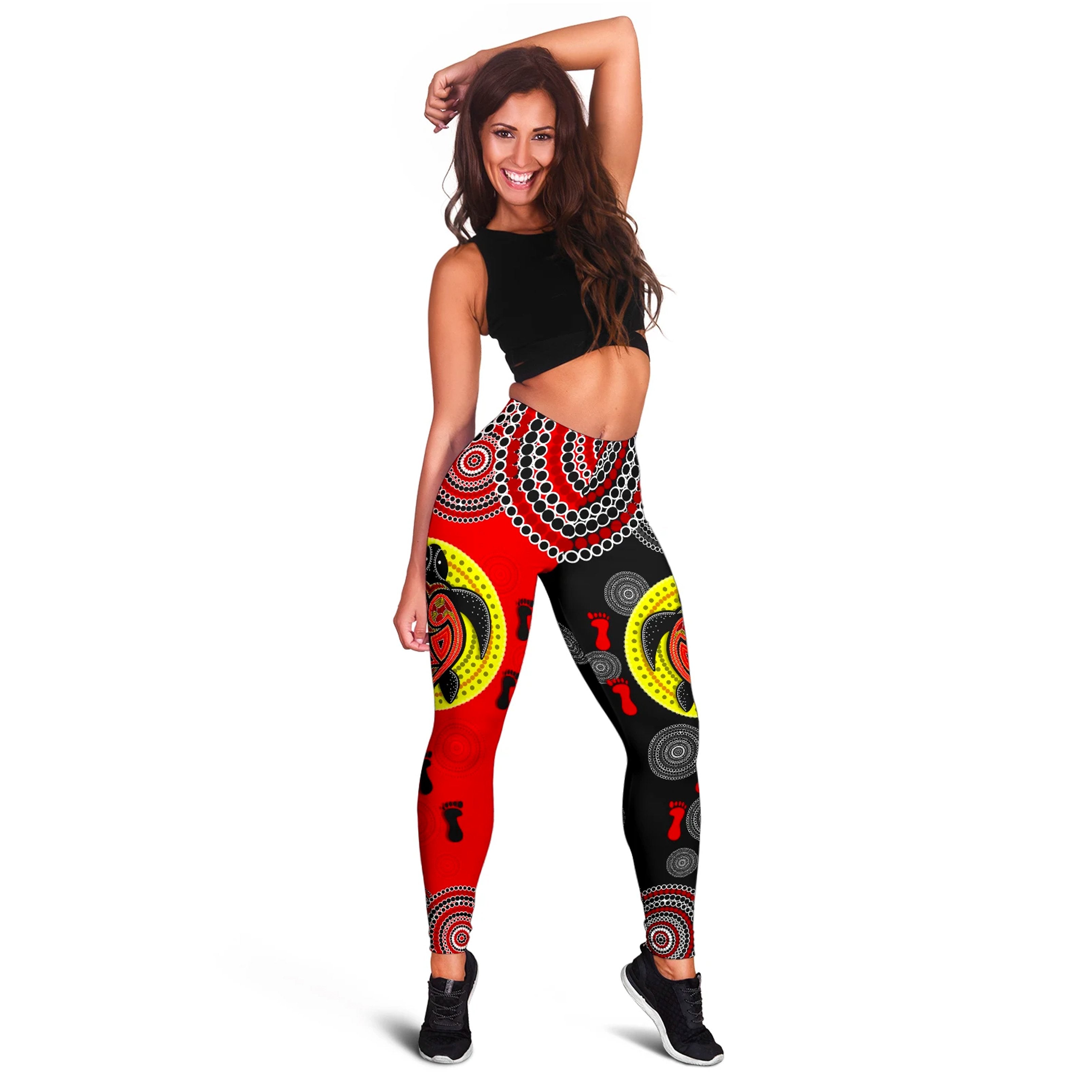 aboriginal-legging-turtle-footprint-circle-dot-painting