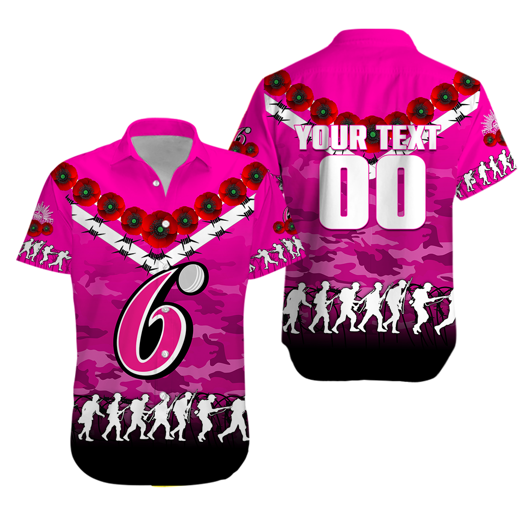(Custom Personalised) Sydney Sixers ANZAC 2022 Hawaiian Shirt Camouflage With Poppy