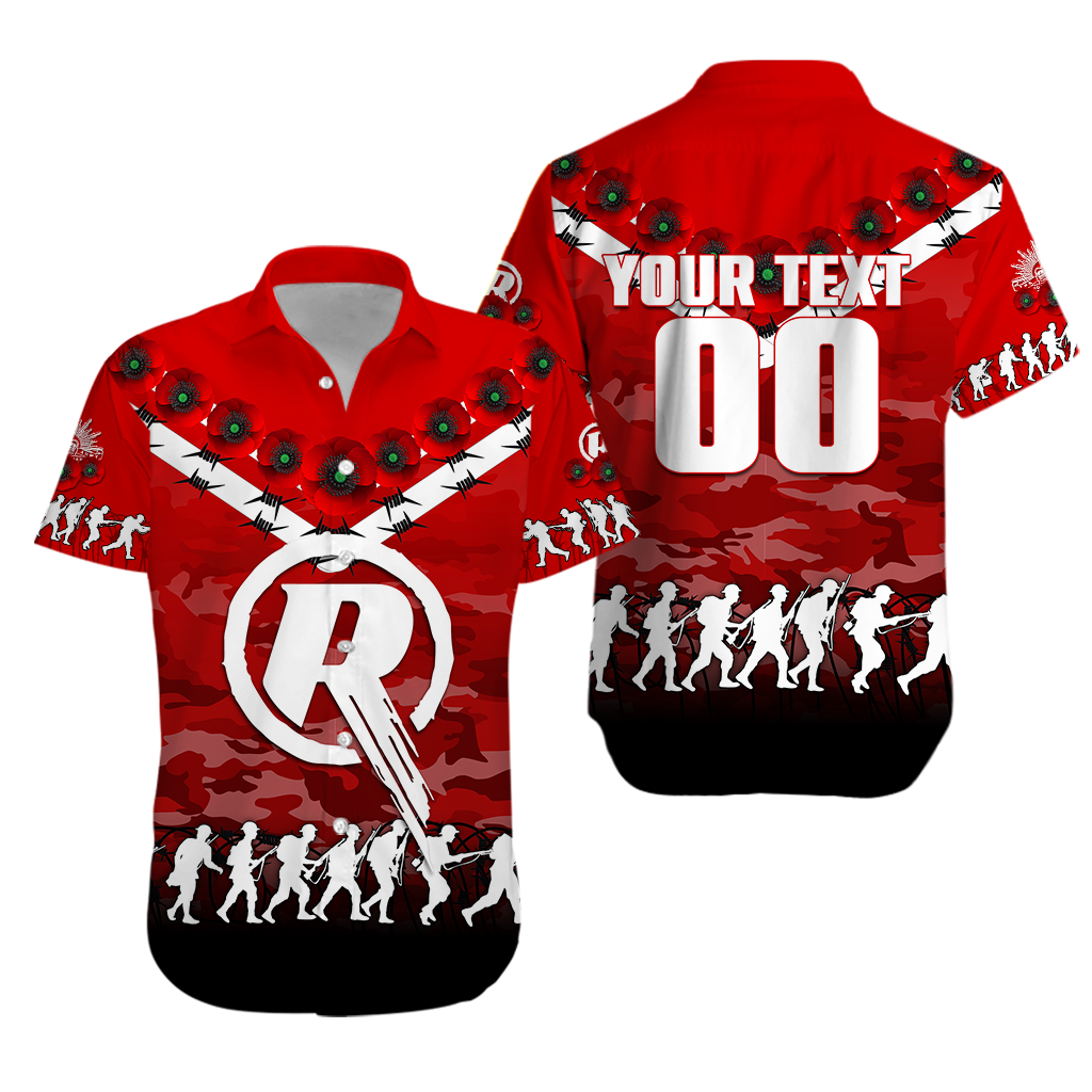 Melbourne Renegades ANZAC 2022 Hawaiian Shirt Camouflage With Poppy - LT12