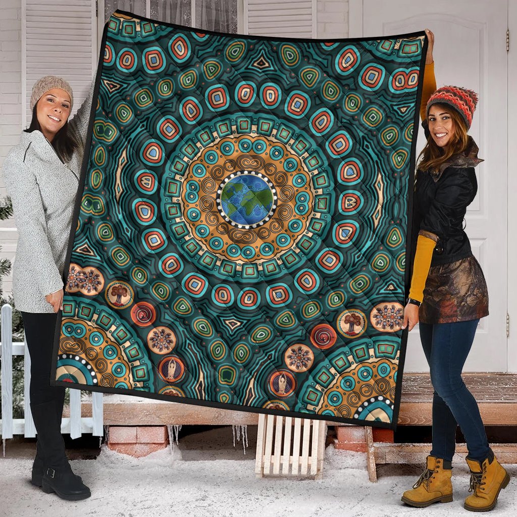premium-quilt-aboriginal-green-dot-painting-with-earth