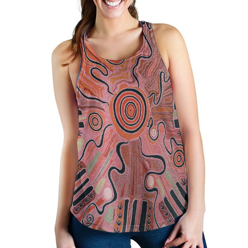 Aboriginal Women's Racerback Tank - Indigenous Footprint Landscape - Vibe Hoodie