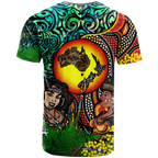 Australia Aboriginal Kangaroo Combine New Zealand Maori Kiwi Bird T Shirt - LT2