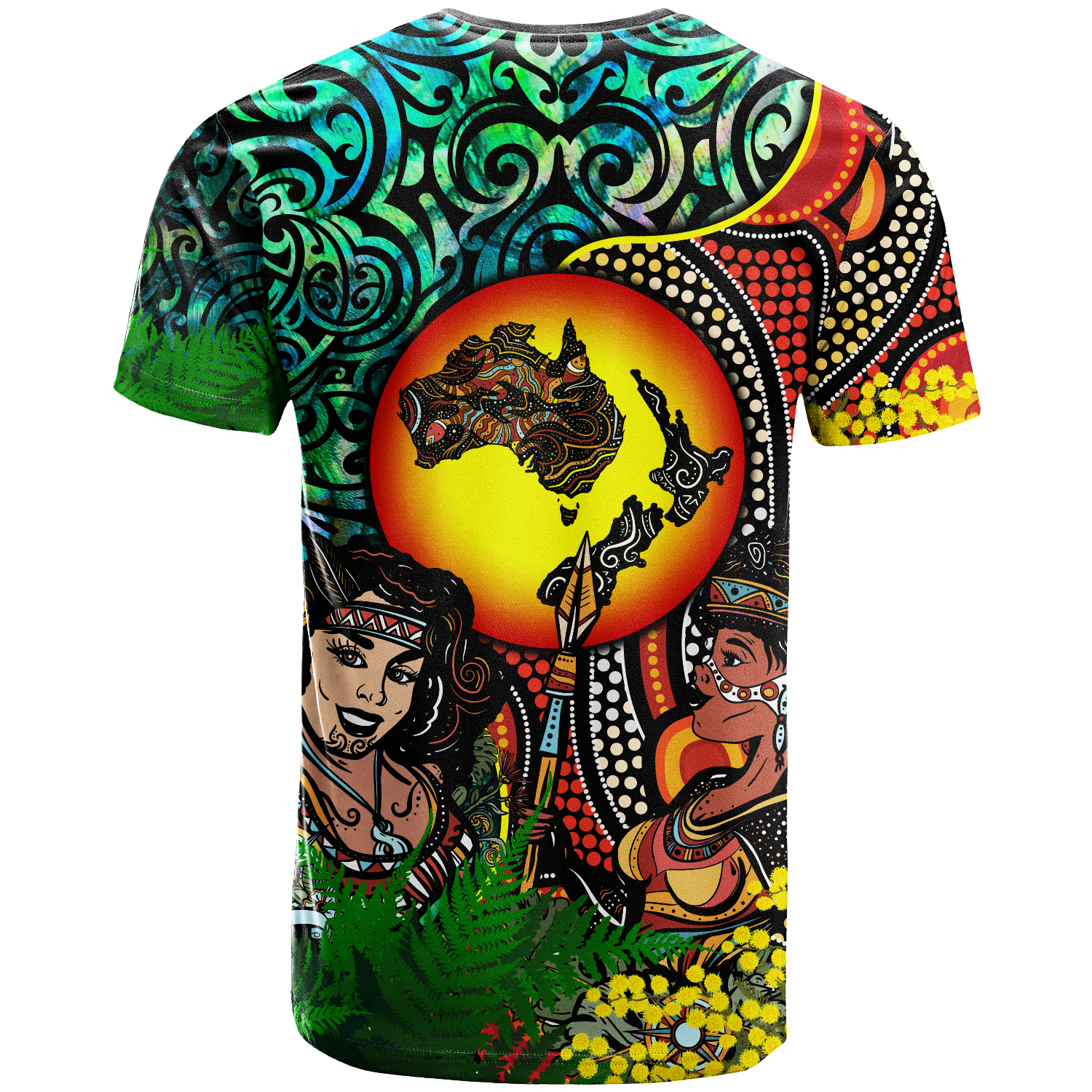 Australia Aboriginal Kangaroo Combine New Zealand Maori Kiwi Bird T Shirt - LT2