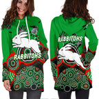 Rabbitohs Rugby Aboriginal Art Hoodie Dress - LT12