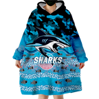 Sharks Rugby ANZAC Day Camouflage Indigenous Art Wearable Blanket Hoodie - LT12