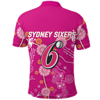 Sydney Sixers Aboriginal Art Cricket 2022 Polo Shirt - LT12