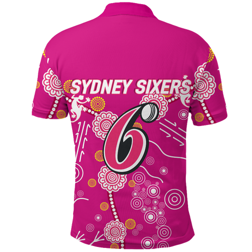 Sydney Sixers Aboriginal Art Cricket 2022 Polo Shirt - LT12