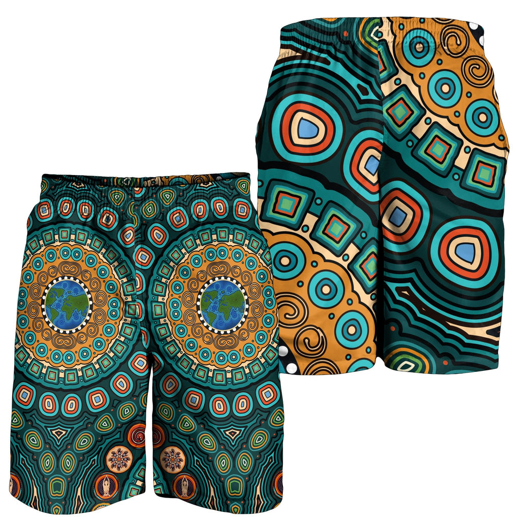 mens-shorts-aboriginal-green-dot-painting-with-earth