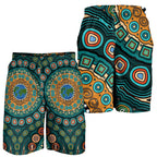 mens-shorts-aboriginal-green-dot-painting-with-earth