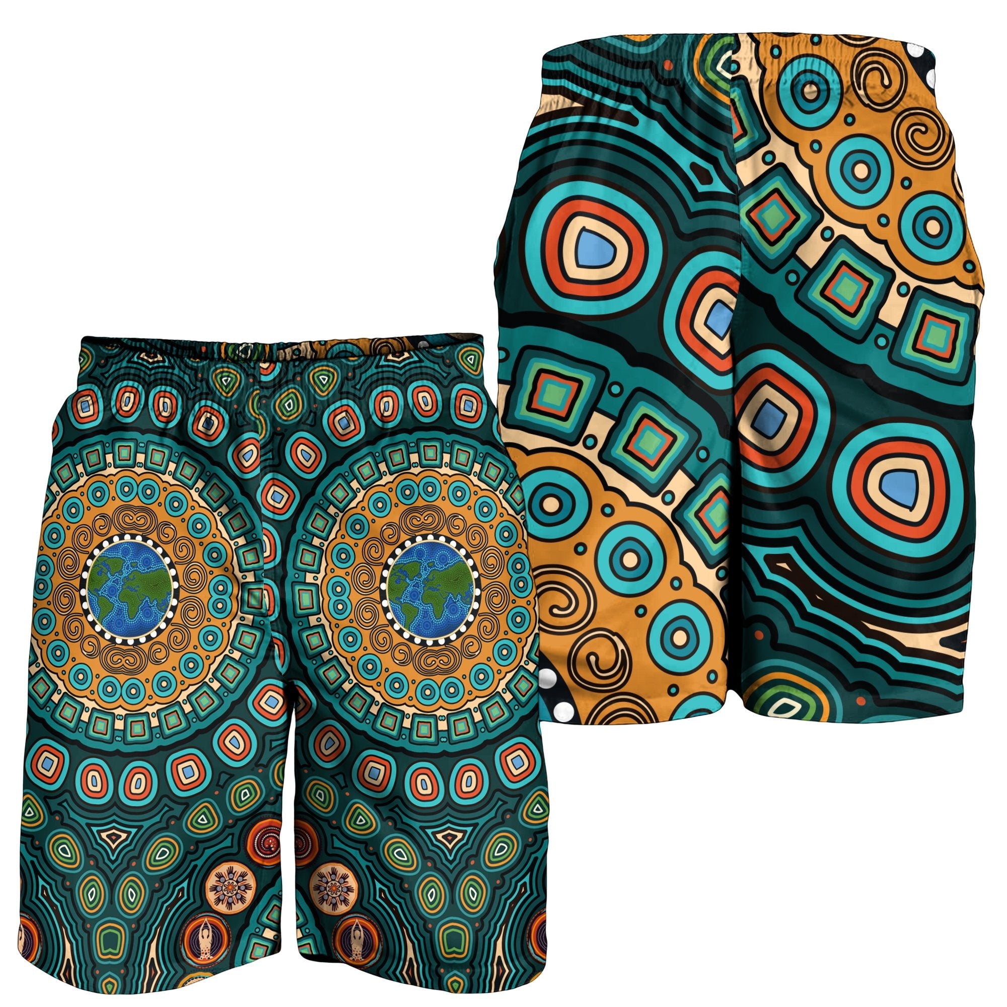 mens-shorts-aboriginal-green-dot-painting-with-earth