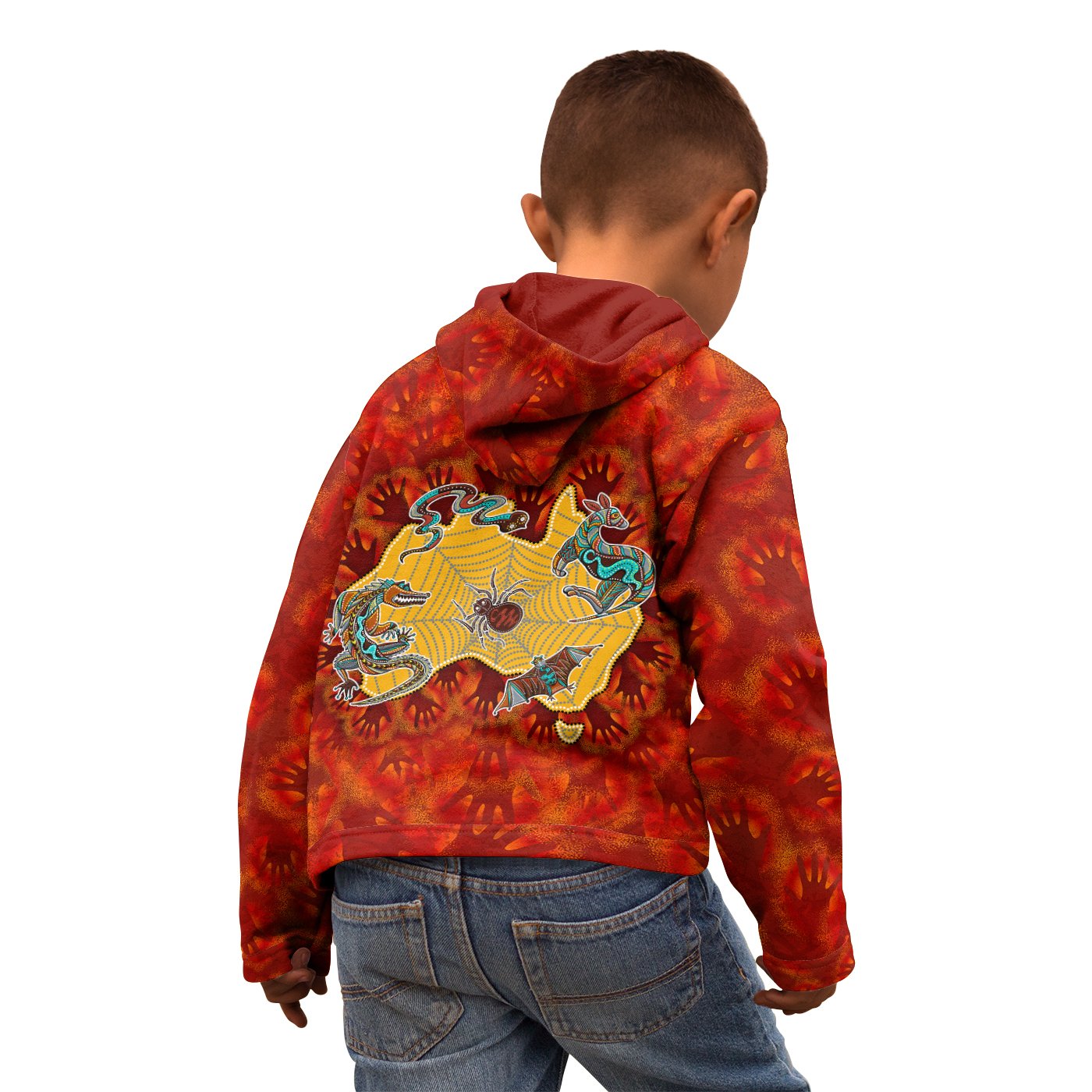 aboriginal-kid-zip-up-hoodie-australia-map-hand-patterns-spider-web