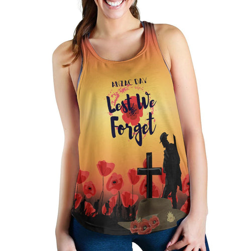 Anzac Day Woman's Racerback Tank - Lest We Forget - Vibe Hoodie