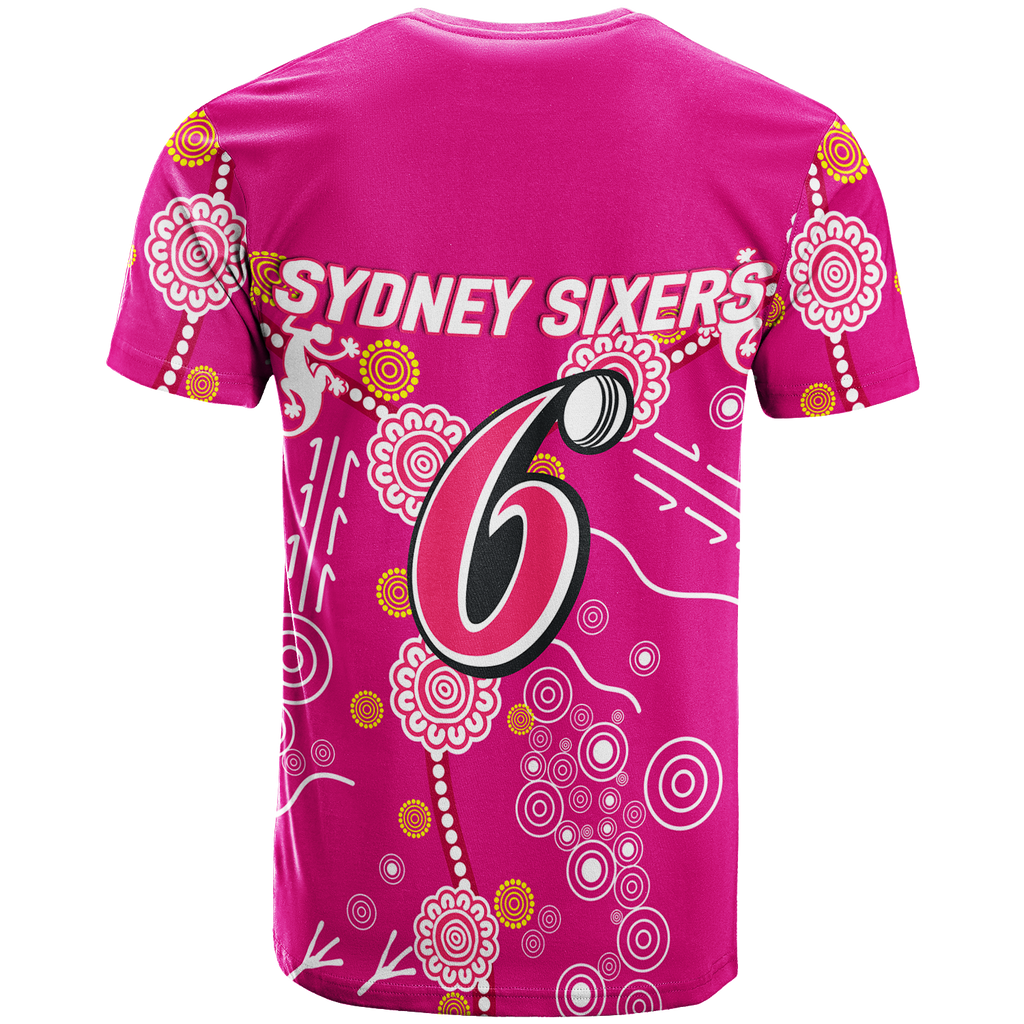 Sydney Sixers Aboriginal Art Cricket 2022 T-Shirt - LT12