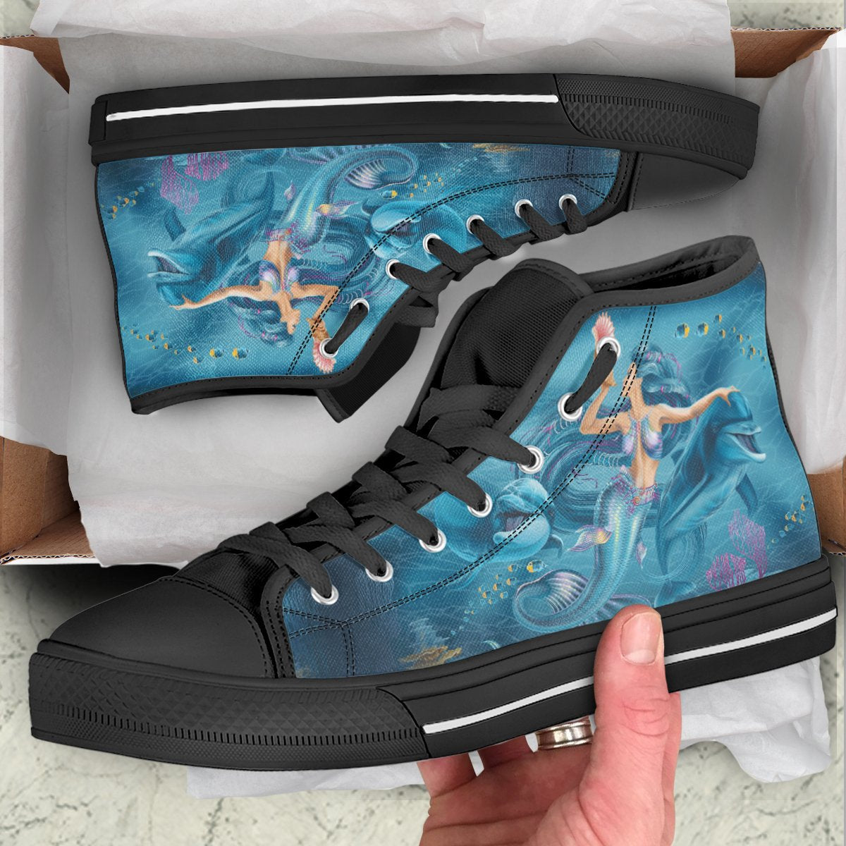 high-top-shoes-australia-beautiful-mermaid-with-dolphin