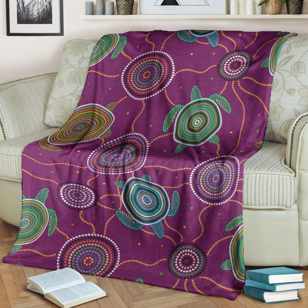 premium-blanket-aboriginal-turtle-purple-australia-dot-patterns