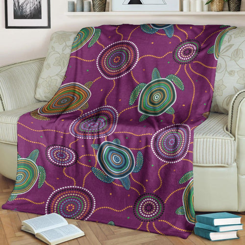 premium-blanket-aboriginal-turtle-purple-australia-dot-patterns