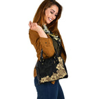 Hibiscus Plumeria Golden Turtle Shoulder Handbag - Vibe Hoodie